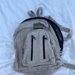 Beige HANDMADE Ecolution Hemp BackPack 11"x4"x11" Like New,‎ UNISEX